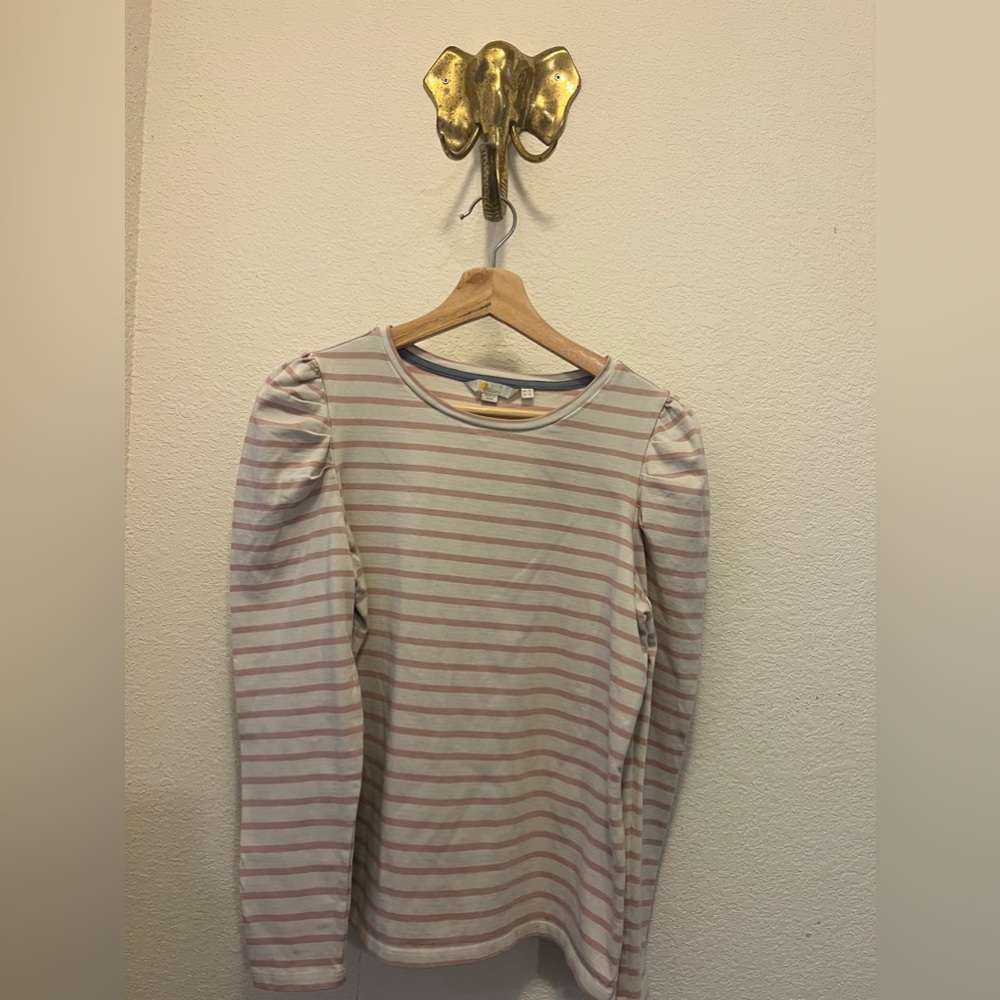 Boden | Puffed sleeve long sleeve | Soft pink/Cream | Size US 10
